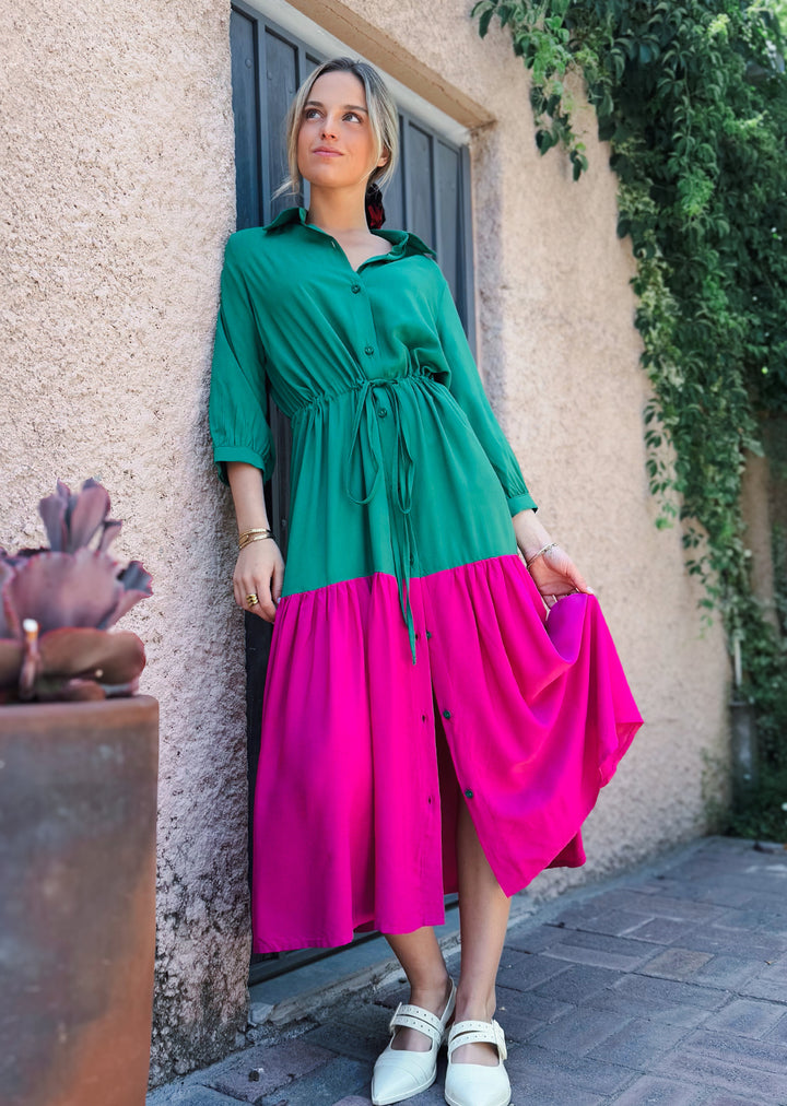 Camisero Pilar  | Bicolor- Verde y fucsia