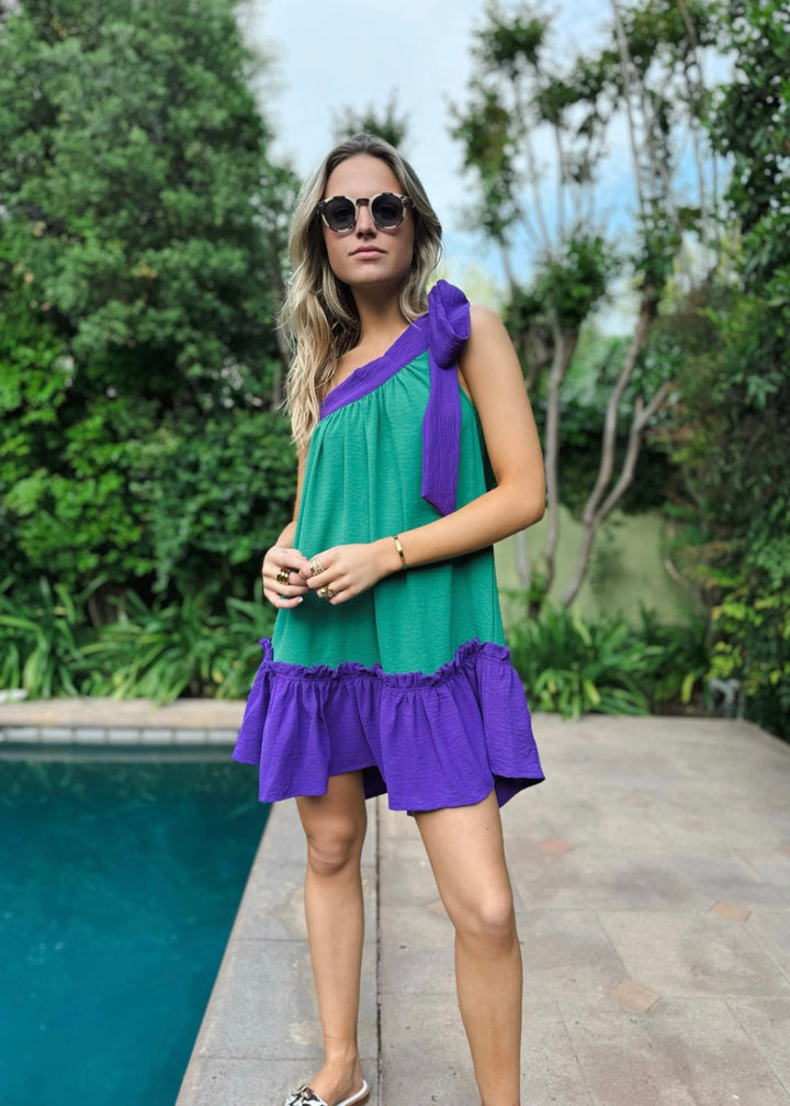 Vestido Olimpia | Verde & Morado