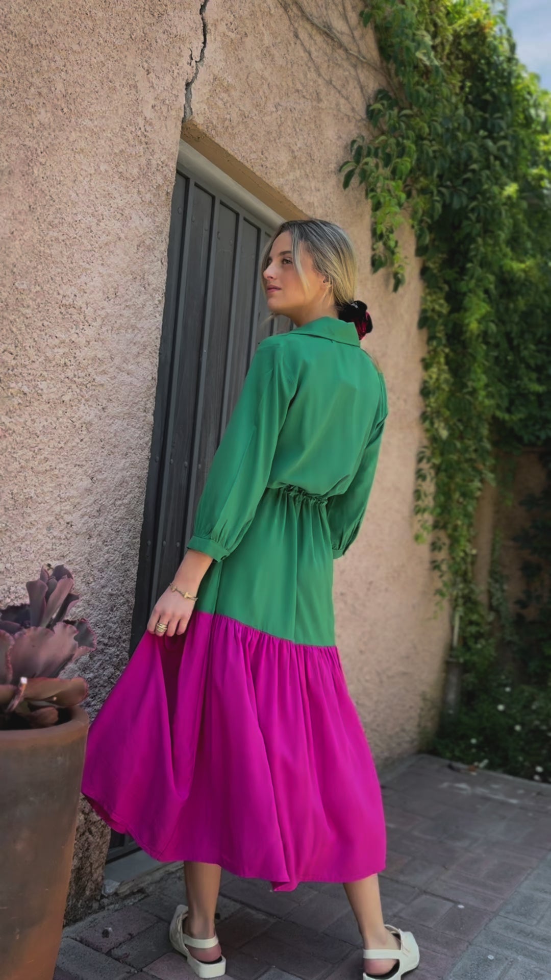 Camisero Pilar  | Bicolor- Verde y fucsia