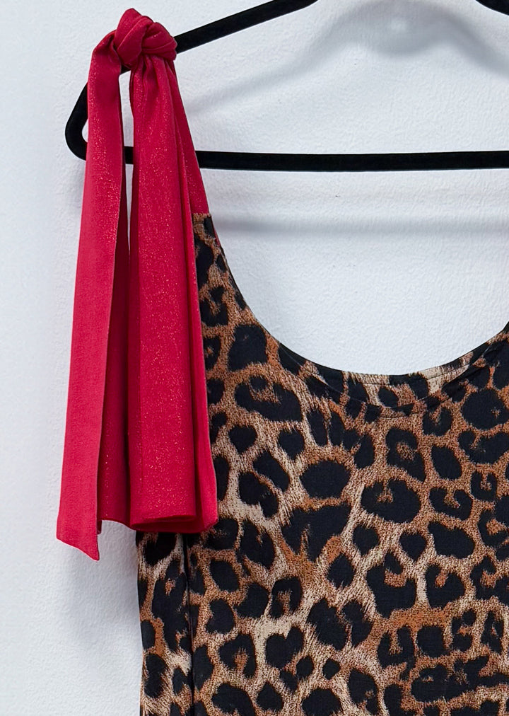 Vestido Elisa | leopardo y rojo