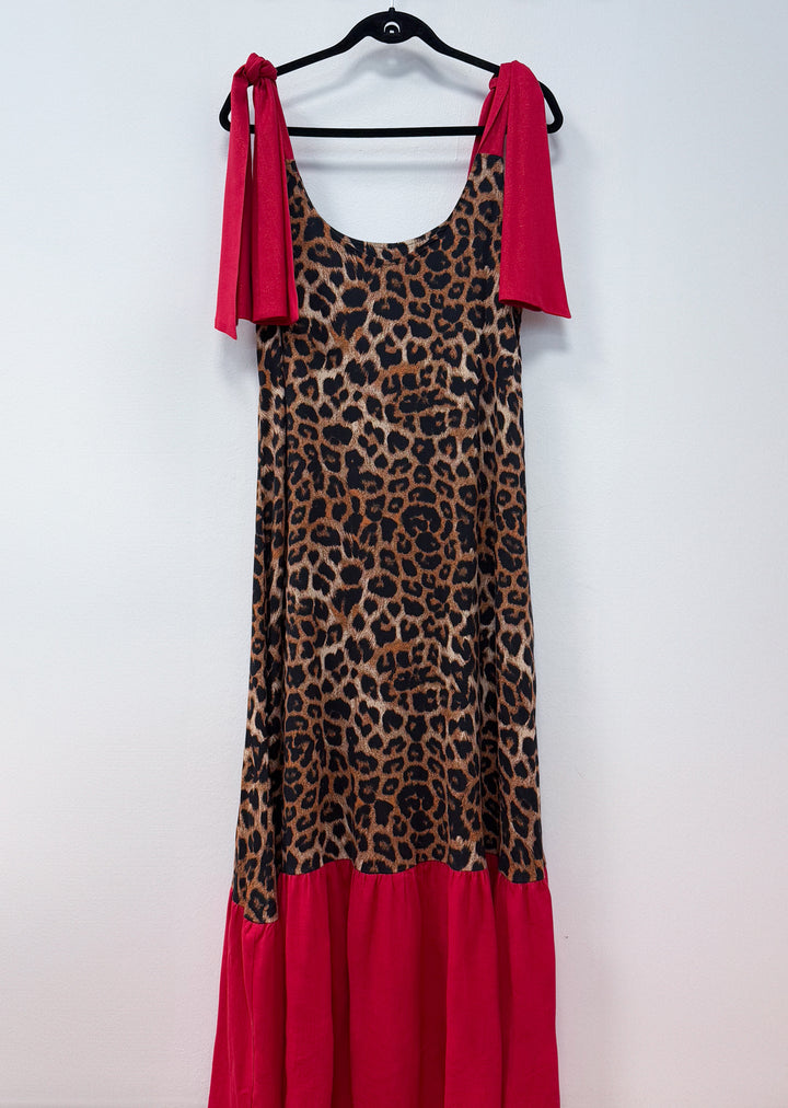 Vestido Elisa | leopardo y rojo